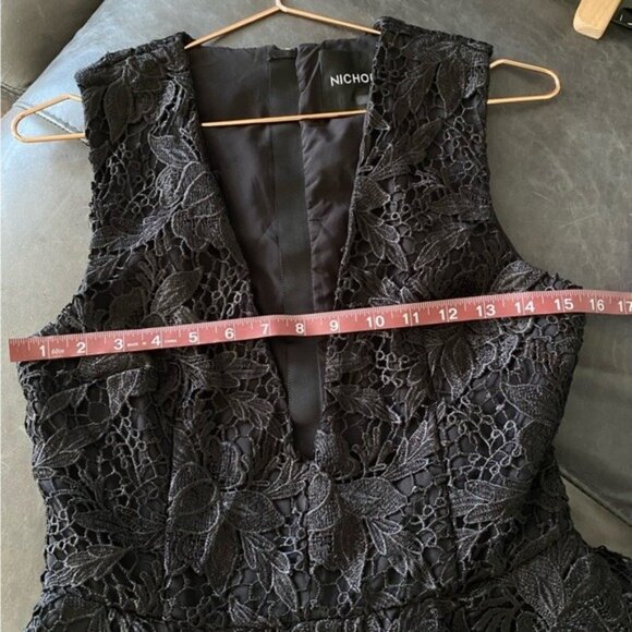 Nicholas Black Mosaic Lace Ball Dress Black Tie Evening Tea Length Size 6 Goth - Picture 9 of 11